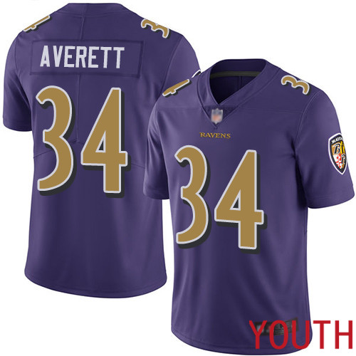 Baltimore Ravens Limited Purple Youth Anthony Averett Jersey NFL Football 34 Rush Vapor Untouchable